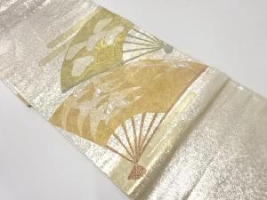 リサイクル　金彩螺鈿扇に松鶴模様袋帯